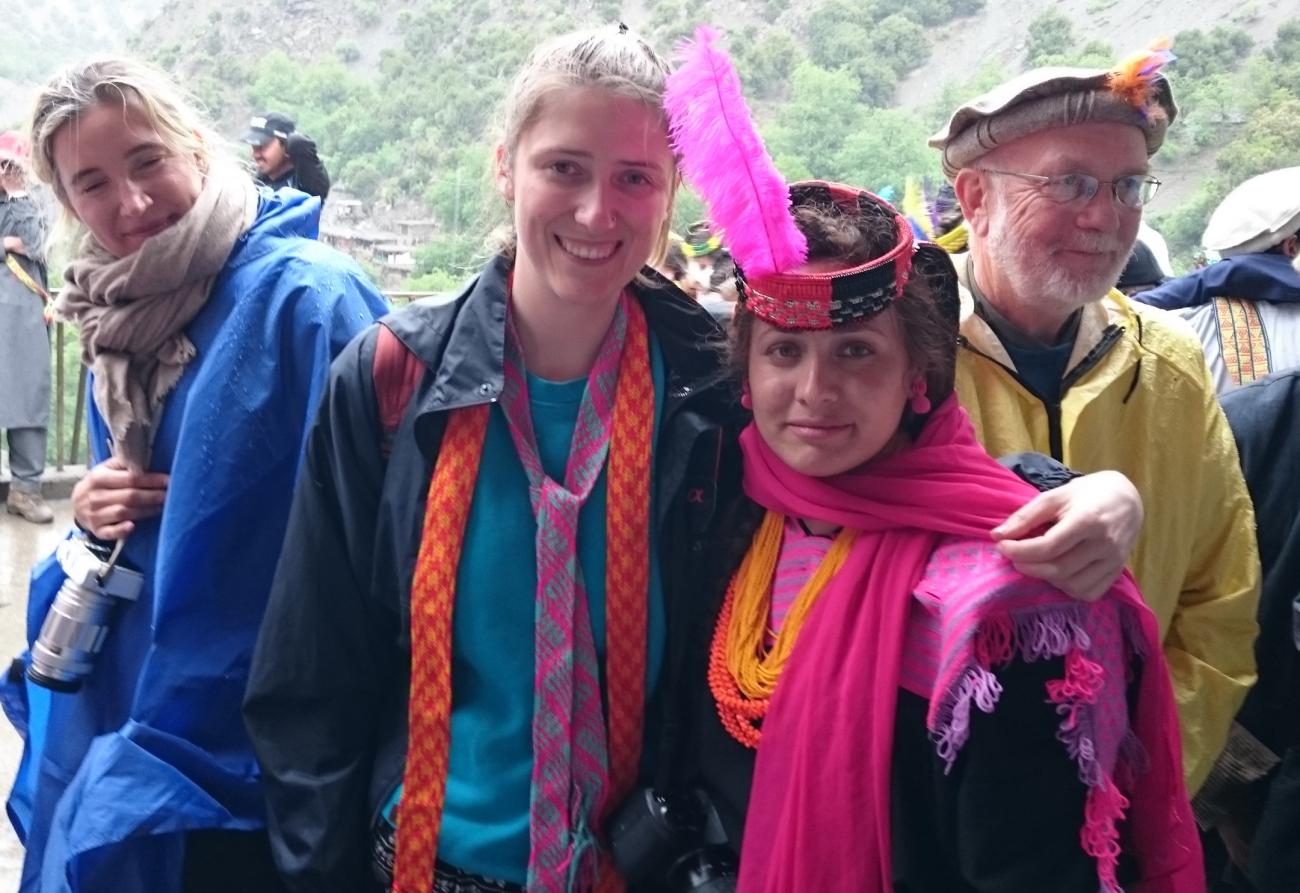 Wild Frontiers Senior Travel Consultant Clem joining in the festivities with the Kalash Community in Northern Pakistan